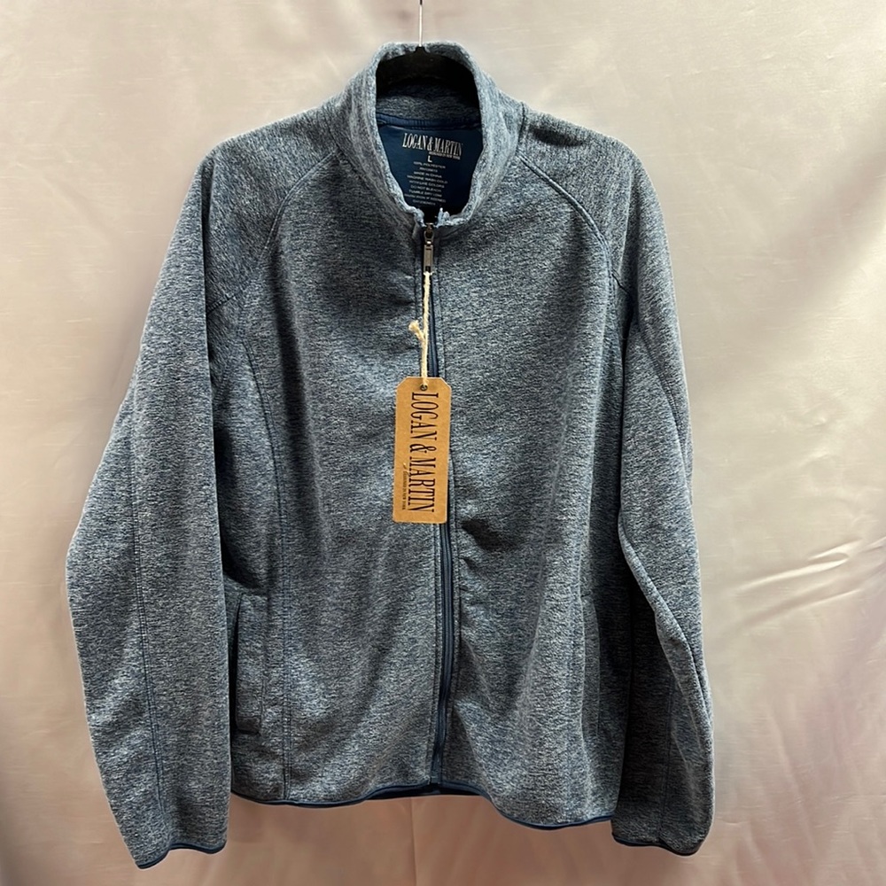 Logan & Martin Men’s Soft Blue Fleece Full Zip Jacket New With Tags Size large